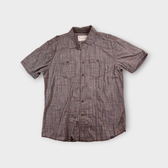 Marc Ecko Cut & Sew Shirt Mens Gray L Short Sleeve Button Up - Picture 1 of 4